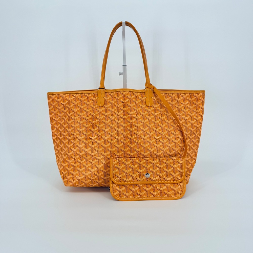 Goyard Saint Louis PM Tote Yellow Goyardine Chevron Travel Work Lightweight Bag